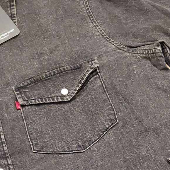 🔸️NWT Levi's Black Ultimate Snap Buttoned Western Long Sleeve Top Large - Picture 7 of 12